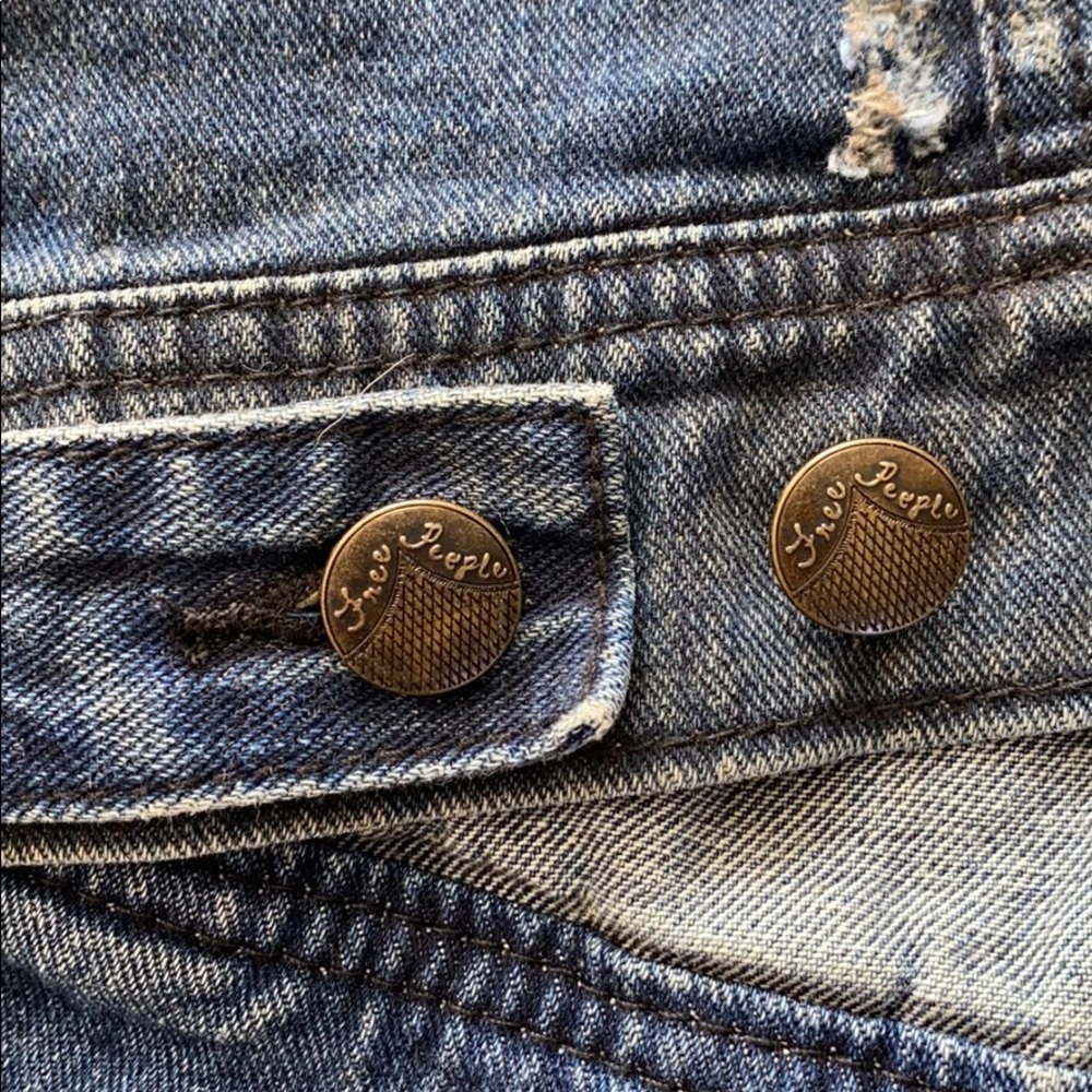 Free People Denim Knit Sleeve Jacket {Indigo} M - Picture 7 of 7